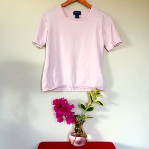 100% Cotton Light Pink Charter Club Sweater Top with Trapezoid Neckline